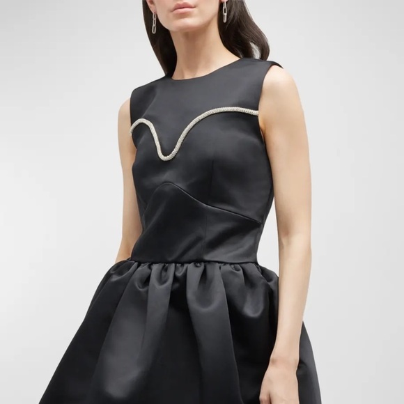 Tanya Taylor black Naoki satin sleeveless crystal mini dress - 4 (Small) NWT - Picture 6 of 7